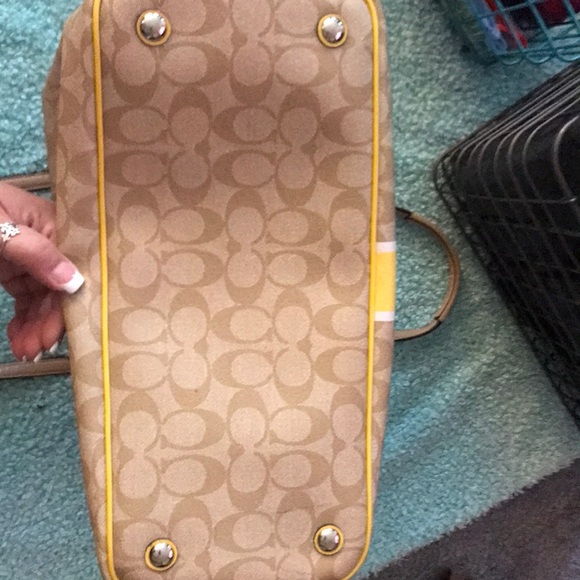 Yellow Stripe Coach Handbag - Picture 7 of 8